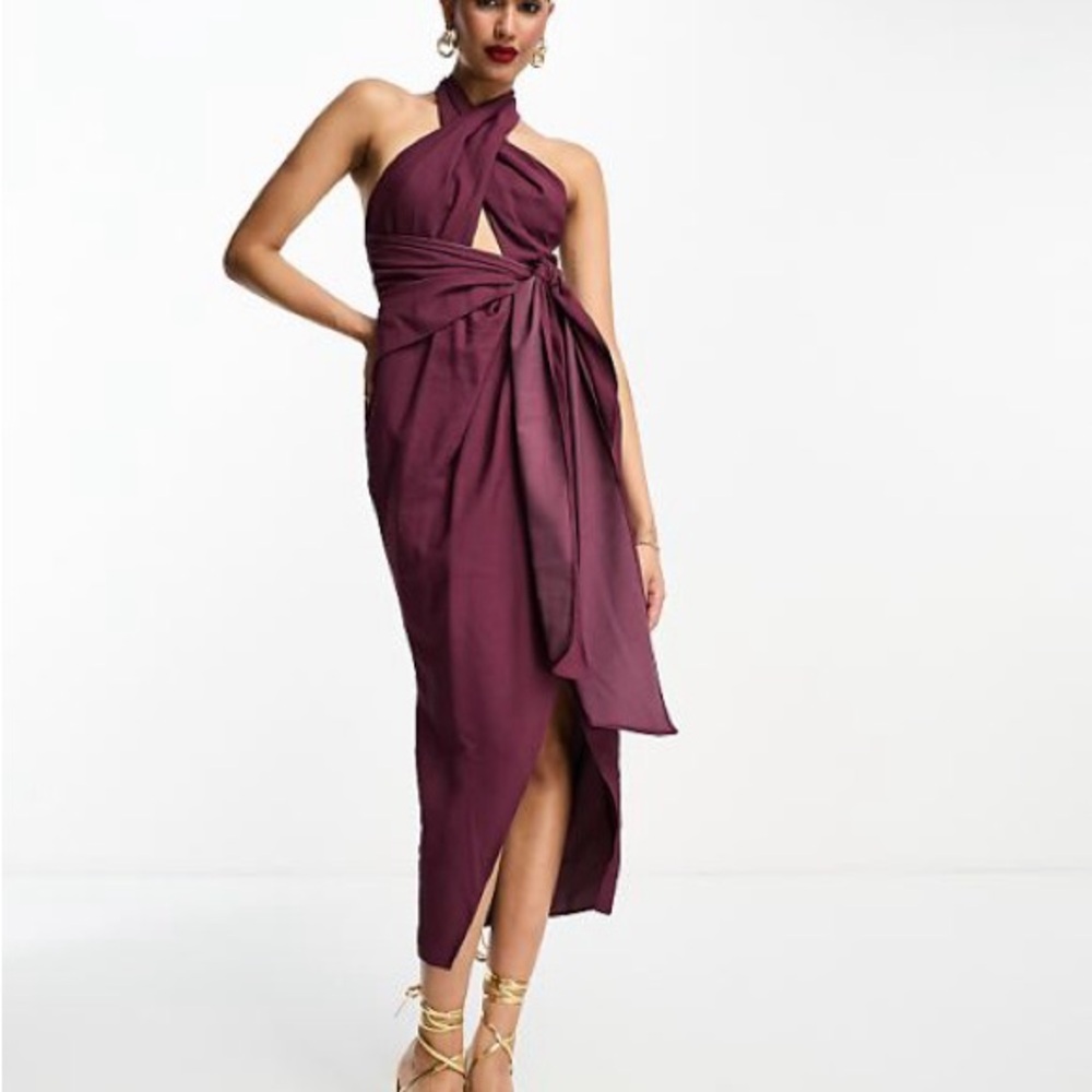 NWT ASOS Purple Halter Asymmetrical Gown